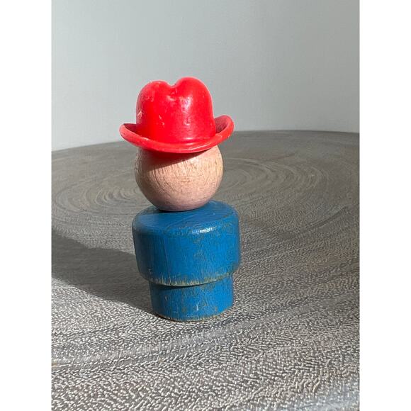 Vintage Fisher-Price Little People Yellow Tractor w/ Wagon and Farmer - Picture 7 of 8